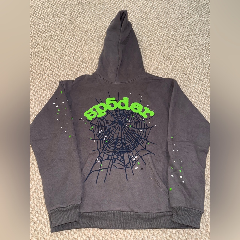 Brand new grey Sp5der hoodie size large